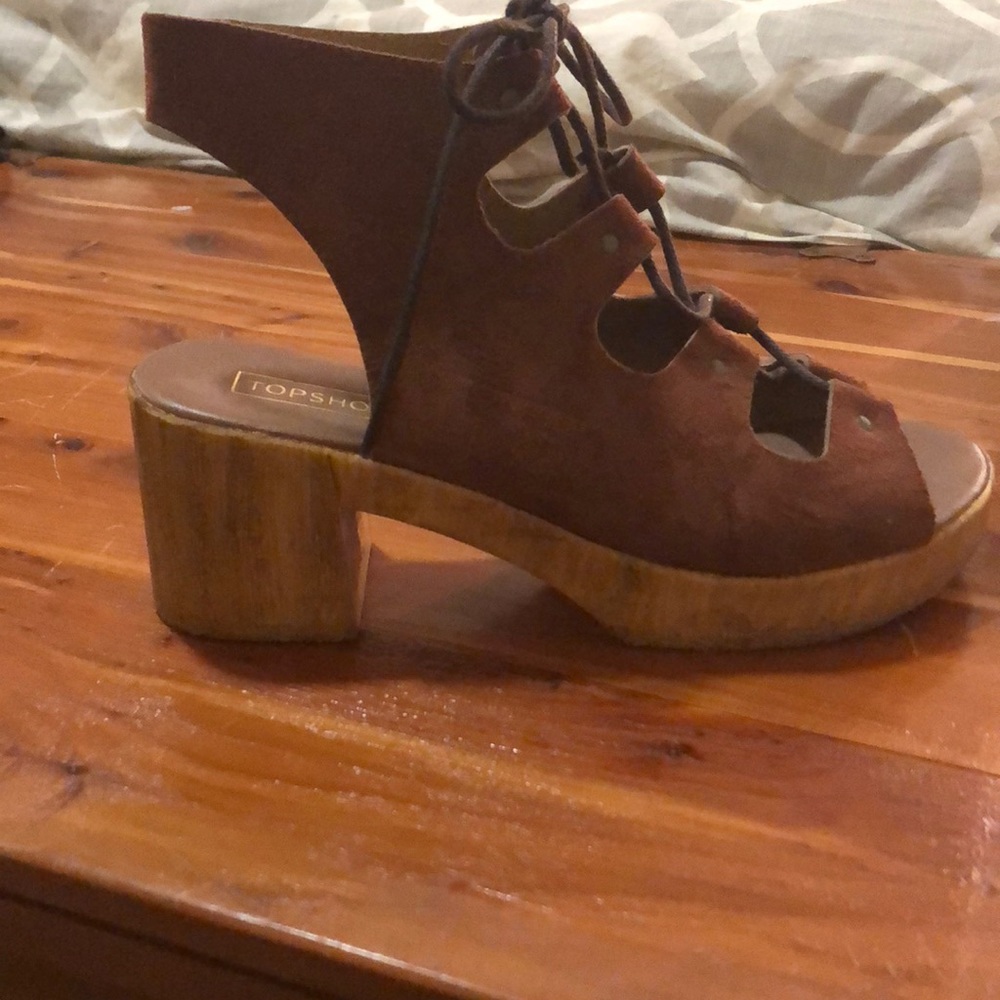 Topshop lace up cut-out booties